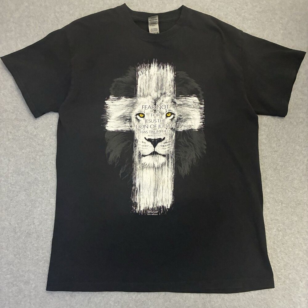 Kerusso Lion Of Judah Christian Graphic T Shirt Black Gildan Men’s Medium